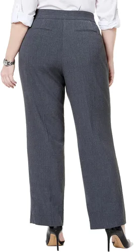 Vista 2 de JM Collection Pantalones de pierna recta de ajuste curvo de talla grande y pequeña - (Rockport Grey, 28WP), Gris, 28