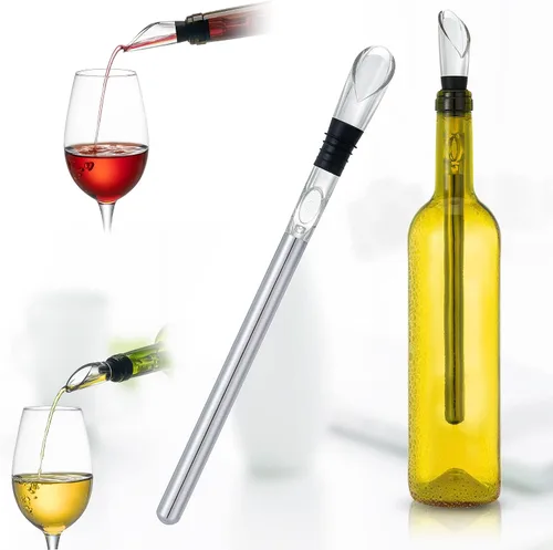 Vista 5 de YouYah - Enfriador de vino 3 en 1 de acero inoxidable para botellas de vino, barra enfriadora rápida de vino sin hielo con aireador y vertedor