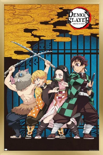 Vista 12 de Trends International Demon Slayer - Póster de pared de arte grupal, 14.725 x 22.375 pulgadas, versión enmarcada de madera de granero