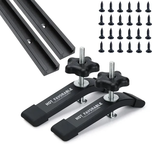 Vista 13 de Kit de intersección de aluminio T-Track de 3 pulgadas – Perfil de doble corte universal con agujeros de montaje preperforados -Carpintería