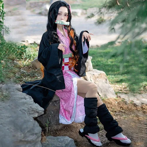 Vista 6 de Nezuko - Disfraz de sirvienta Shinobu Lolita - Conjunto de vestido de sirvienta para Halloween