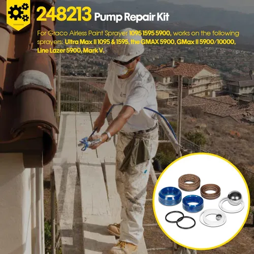Vista 2 de 248213 Kit de reparación de bomba de jeringa sin aire para pulverizador de pintura Graco 1095 1595 5900, reemplazo para 248-213