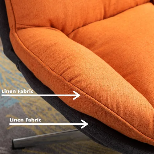 Vista 7 de HEAH-YO Silla giratoria decorativa, moderna silla de sala de estar con respaldo, silla de lectura tapizada de lino sin brazos para dormitorio