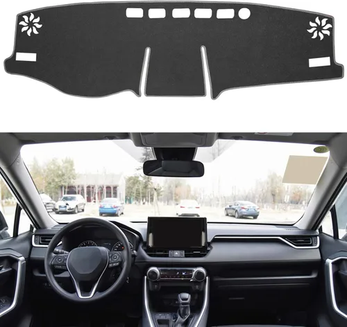Vista 10 de para Toyota Rav4 2013 2014 2015 2016 2017 2018 Funda para Salpicadero, Funda para Consola Central, Alfombrilla para Tablero, Alfombra Protectora