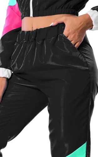 Vista 5 de Yisfri Conjunto de 2 piezas cortavientos de manga larga con cremallera frontal para mujer