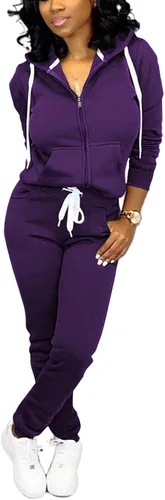 Vista 23 de Mrskoala Conjuntos de dos piezas para mujeres Chándal Conjuntos de sudadera Conjuntos de entrenamiento para trotar Ropa de descanso con bolsillo