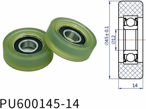 Vista 2 de SSIMOO Diameter 45mm, PU Polyurethane Bearing,Rubber Coated Soft Pulley/Roller, Width 14mm Kindly (Color : Hole 12, Size : 5pcs)