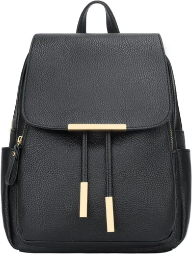 Vista 3 de KKXIU - Mochila de cuero de moda para mujeres y damas, bolsa de viaje y para el día, con correa para los hombros, A-Negro, Mediana, Mochila