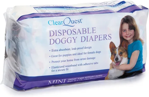 Vista 2 de ClearQuest Pañales desechables para perros, pañales para mascotas superabsorbentes a prueba de fugas