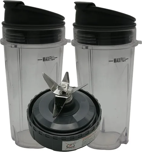 Vista 8 de Vaso de repuesto de 16 onzas con tapa y hoja extractora, compatible con Ninja Kitchen System Pulse Blender : BL200 30/BL201 30/BL201C 30/BL203QBK 30