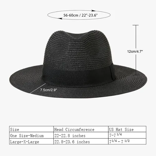 Vista 12 de Lanzom - Sombrero de paja playero para mujer, de ala ancha, plegable, estilo Fedora, UPF50+