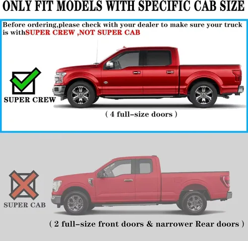 Vista 3 de COMNOVA - Estribos de 6 pulgadas compatibles con Ford F150 Crew Cab 2004-2014 (4 puertas de tamaño completo). Estribos F150 Crew Cab, barras de Negro