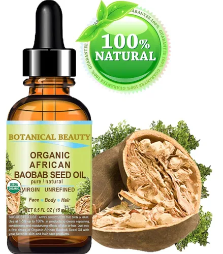 Vista 2 de Botanical Beauty Aceite de semilla de BAOBAB orgánico 100% puro y natural refinado aceite portador prensado en frío 0.5 fl oz 0.5 fl oz para cara