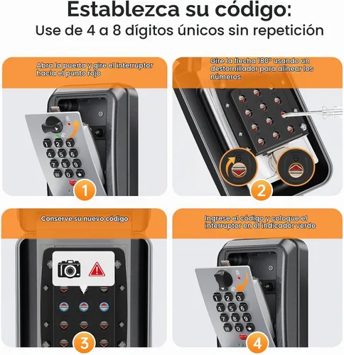 Vista 6 de Caja de Seguridad para Llaves, Combinación Personalizable de 12 Dígitos, Caja de Seguridad para Llaves con Código Restablecible, Gran Capacidad