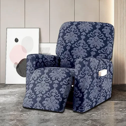 Vista 2 de JOKIVTOU Funda elástica para sillón reclinable con bolsillo, fundas de sofá reclinable de jacquard con estampado, protector de muebles con parte