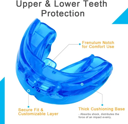 Vista 2 de Coolrunner Protector bucal de doble apoyo, protectores bucales deportivos deportivos para jóvenes, protector bucal para protección de dientes