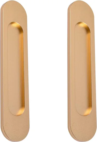 Vista 14 de MOROBOR Tiradores de puerta corredera ovalados autoadhesivos de 7.087 in, 2 manijas de aleación de aluminio sin perforaciones para puertas Bronce
