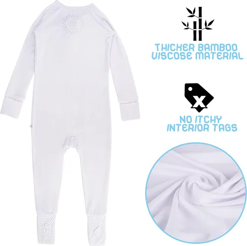 Vista 6 de PuppyDuck Mameluco convertible con pies antideslizantes y manoplas plegables Tela de bambú extra suave