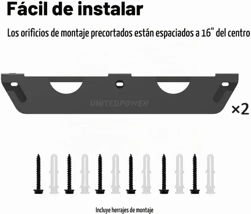 Vista 3 de UNITEDPOWER Soporte de amoladora angular - Estante de almacenamiento/soporte de 4 bahías con colgador de cable, soporte de montaje en pared