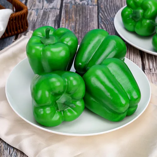 Vista 3 de Gresorth 8pcs Artificial Big Bell Pimienta Verde Decoración Vegetal Falso Casa Gabinete de Cocina