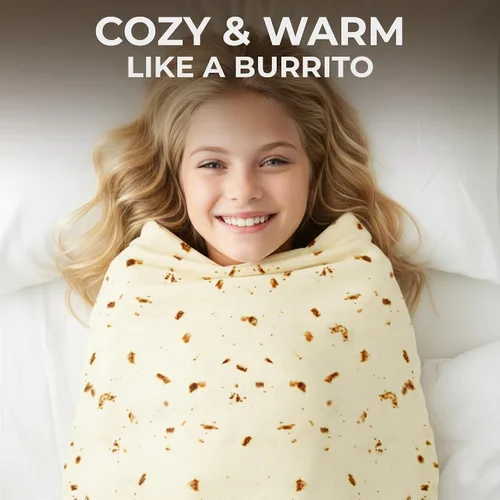 Vista 6 de Zulay - Manta extra grande de tortilla de burritos, envuélvete como un taco gigante. Manta novedosa de doble cara, divertida y ultra acogedora