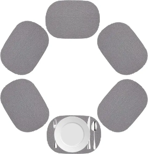Vista 13 de Kraftware Mantel individual ovalado de red para cualquier mesa de exterior, negro, juego de 6, pequeño