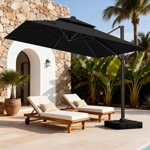 Vista 50 de Sombrilla de 10 x 13 pies para exteriores, sombrilla grande rectangular con viga voladiza, resistente, con rotación de 360°, sombrilla con Beige