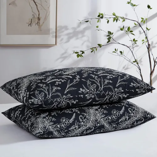 Vista 22 de Southshore Fine Linens® - Vilano® Springs - Par de fundas de almohada plisadas, color negro, estándar (Queen)