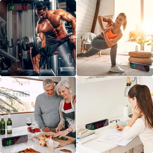 Vista 8 de PELLOR Reloj portátil con temporizador de gimnasio, temporizador de intervalos de entrenamiento con potente imán y llave de acceso directo