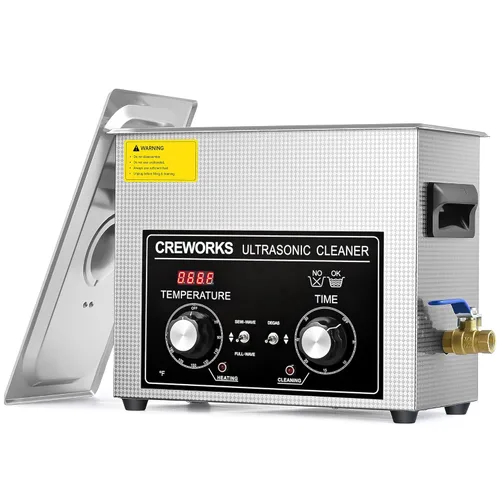 Vista 10 de CREWORKS Limpiador ultrasónico de 2 litros con Degas y modos suaves, máquina de limpieza ultrasónica de acero inoxidable de 60 W con calentador