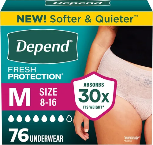 Vista 19 de Depend Fresh Protection - Pañales para adultos, ropa interior de incontinencia y para pérdida de orina posparto para mujer, desechable, máxima