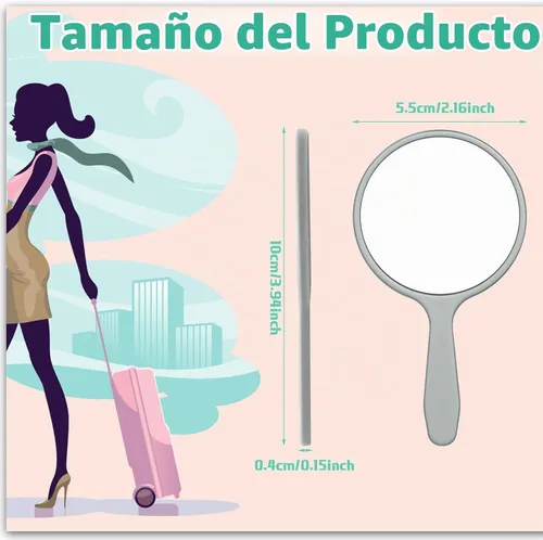 Vista 2 de Vinsot 100 espejos de mano pequeños a granel, espejos compactos de mano con mango de plástico para maquillaje de viaje, portátil, 3.94 x 2.16