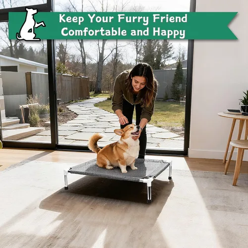 Vista 6 de Makerfire Cama elevada para perros para exteriores, camas para perros pequeños, cama elevada para mascotas para interiores y exteriores, con patas