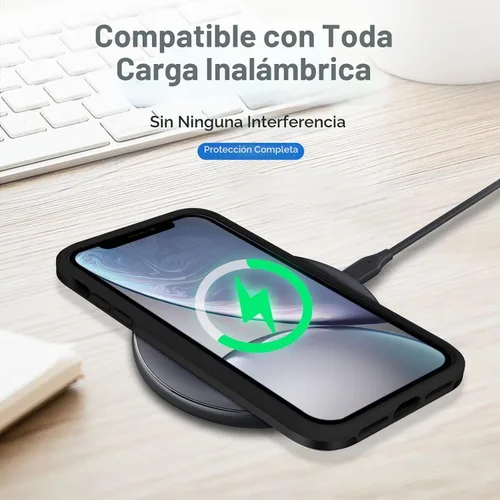 Vista 3 de Funda para iPhone XR con protección de pantalla: resistente a prueba de golpes y arañazos Funda para iPhone XR-Negro