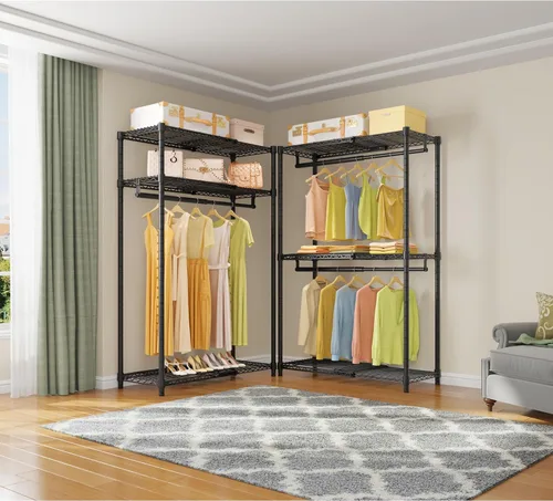 Vista 6 de VIPEK X1 - Perchero de ropa expandible resistente, ajustable de 2' a 3'5", con estantes ajustables y varillas para colgar, perchero de metal