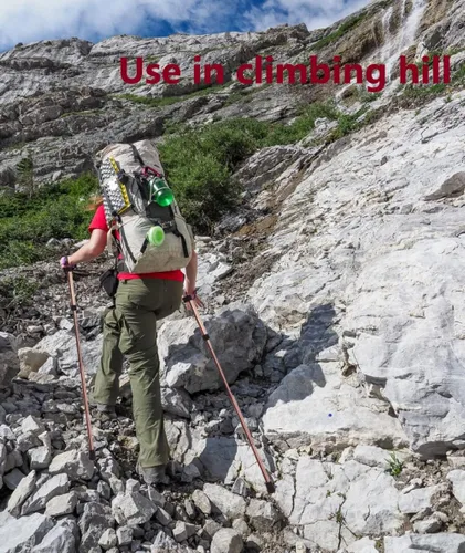 Vista 4 de Bastones de trekking, bastón plegable para hombres, mujeres, 5 engranajes plegables, organiza en la mochila, bastón de caminar con cuerda