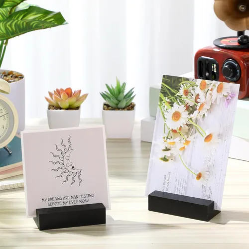Vista 5 de Blosssound 24 tarjeteros de madera para colocar tarjetas, 3 x 1.6 x 0.8 pulgadas, color negro Table Number Stands Wedding Party Events, Name