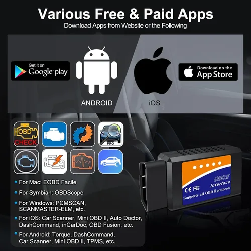 Vista 9 de Escáner Bluetooth OBD2 para iPhone, iOS, Android, Windows, lector de código de coche, herramienta de escaneo de diagnóstico automático mejorado