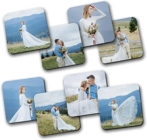 Vista 6 de HB Art Design Sube 2 diferentes fotos personalizadas, juego de 2 tableros duros brillantes personalizados, collage de fotos, impresiones