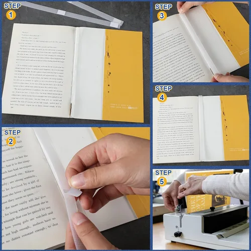 Vista 4 de Outus 50 piezas de tiras adhesivas con respaldo de malla, cinta adhesiva para reparación de libros, ideal para álbumes, fotos, archivos
