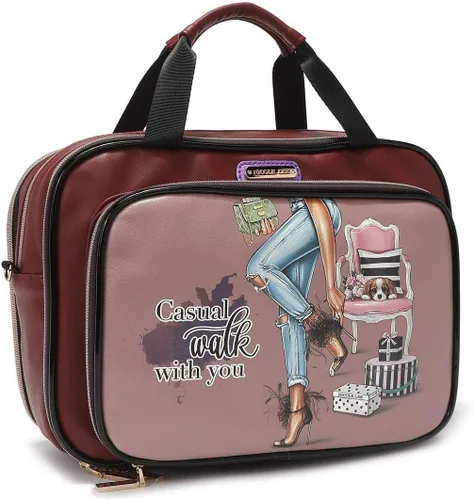 Vista 3 de Nicole Lee Bolsa de maquillaje cosmética para mujer, bolsa de viaje con 5 compartimentos (todas las emociones)