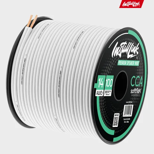 Vista 9 de Install Link Cable de altavoz de calibre 14 (blanco) para cable de audio de automóvil, hogar o RV, 100 pies, CCA