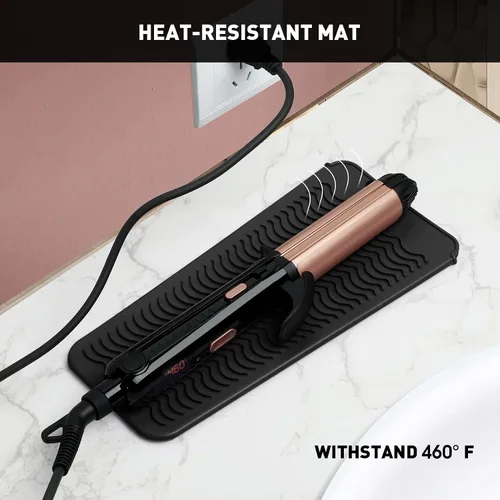 Vista 4 de ZAXOP - Funda de silicona resistente para plancha, rizador, herramientas calientes para el cabello (negro)