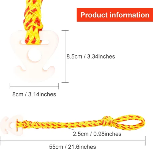 Vista 2 de Paquete de 2 conectores rápidos de cuerda remolcable para tubos (amarillo/rojo) Boat Tow Harness for Tubing, Self Centering Tow Harness for Boat