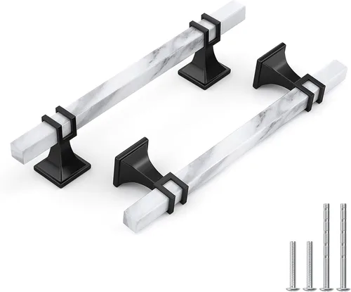 Vista 38 de Haliwu Paquete de 5 tiradores de gabinete con barra en T negra y dorada de 3 pulgadas, tiradores de puerta para armarios de cocina, manijas de zinc
