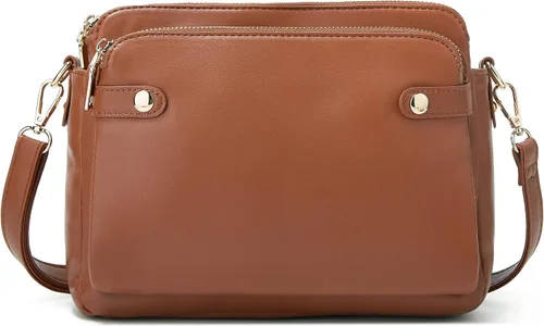 Vista 3 de Bolsos cruzados para mujer, bolso de hombro de tres capas, cuero vegano, múltiples compartimentos, bolsos, carteras, bolso de mano Hobo Clutch 2024