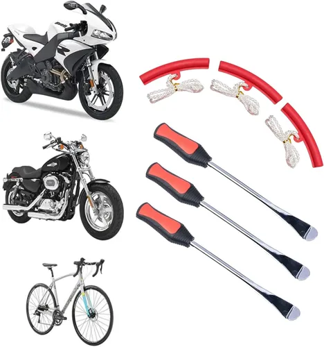 Vista 6 de Kit de herramientas de reparación de cucharas de neumáticos de 11.5 pulgadas, cucharas de neumáticos de acero endurecido con 3 protectores de llanta