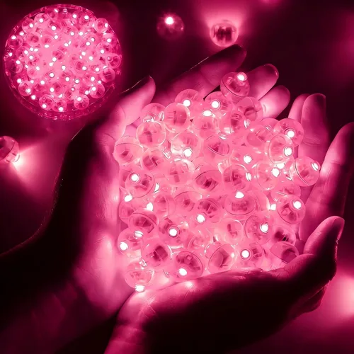 Vista 16 de 50 luces de globo, mini luces LED, redondas, largas esperas, lámpara de bola para linterna de papel, fiesta de cumpleaños, Navidad, Halloween, Azul