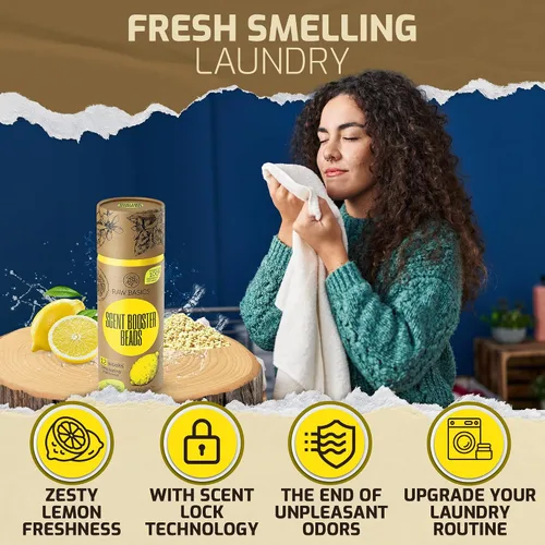 Vista 3 de Potenciadores de aroma para lavadora, aroma de limón silvestre y hojas de detergente para ropa sin perfume, 100 cargas