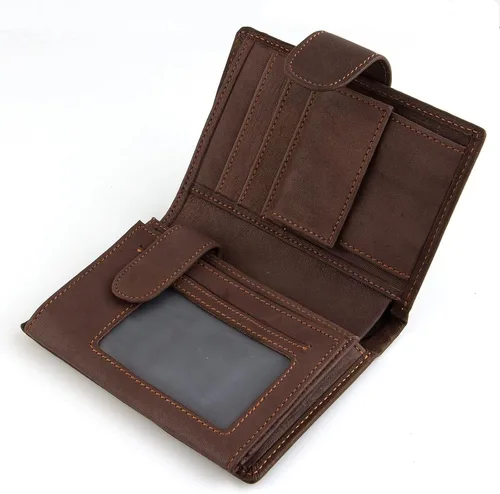 Vista 3 de TAUFE Men's Wallets, Men's Wallet Short Vintage Genuine Leather Purse First Layer Leather Vertical Leather Bag